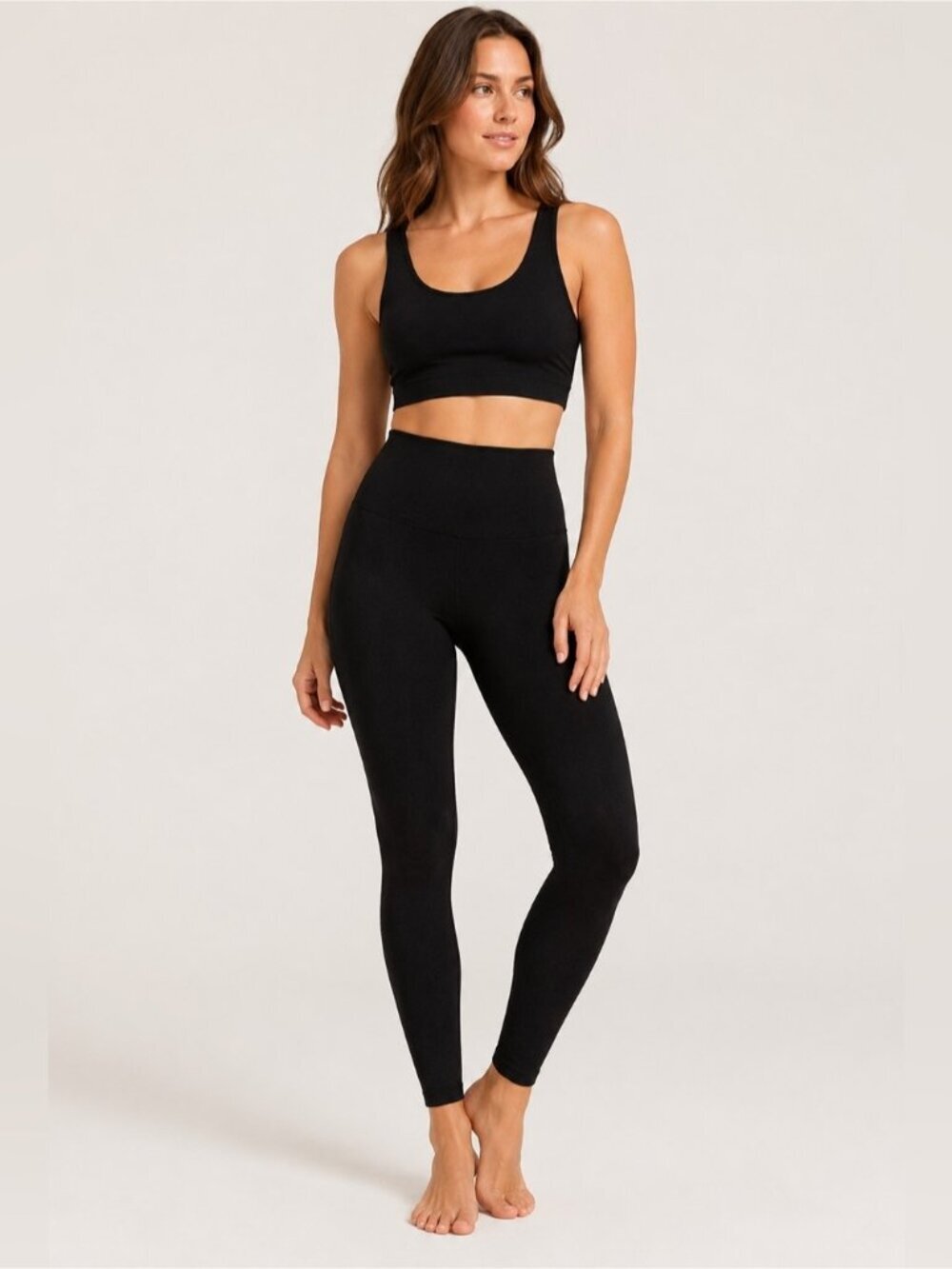 SPANX Black High Waisted Seamless Cotton Blend Leggings Women’s Medium